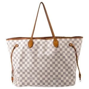 Louis Vuitton White and Brown Checkered Tote Authentic Damier Azure GM used
